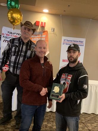 Todd Kennedy, coach of the year 2019, with Marcel LeBlanc & Roger Hickey